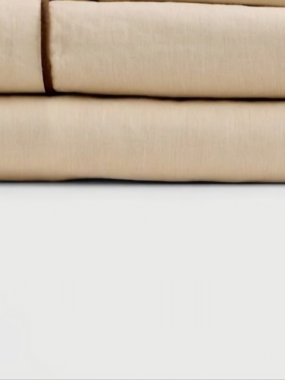 Quince Oat Espresso Piping Bed Sheet Set - European LINEN Fitted And Flat Sheet